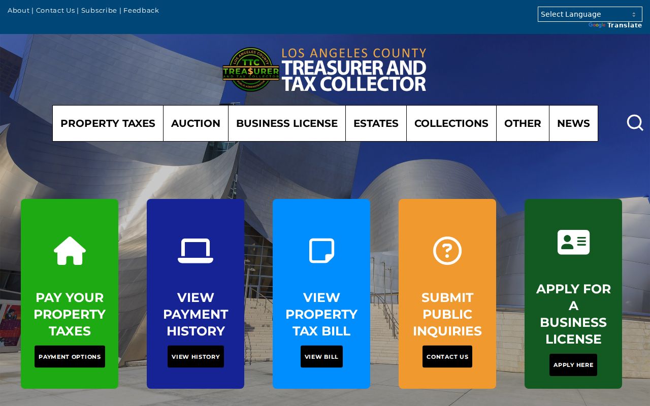Lomita street directory view of the Los Angeles County Treasurer and Tax Collector property portal