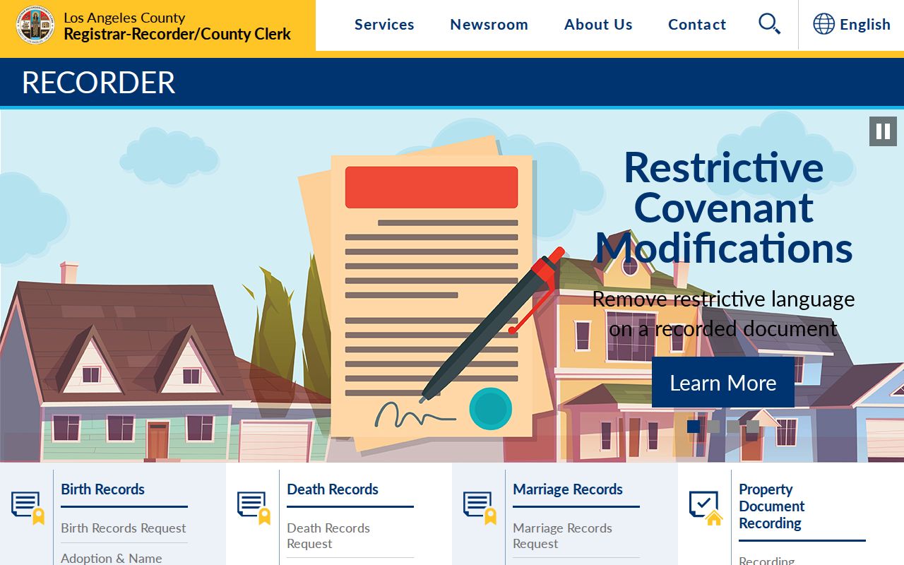 Lomita ZIP code directory view of Los Angeles County vital and official records