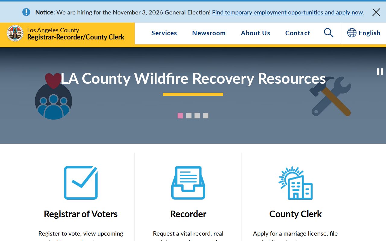 Lomita ZIP code directory view of Los Angeles County clerk and elections records